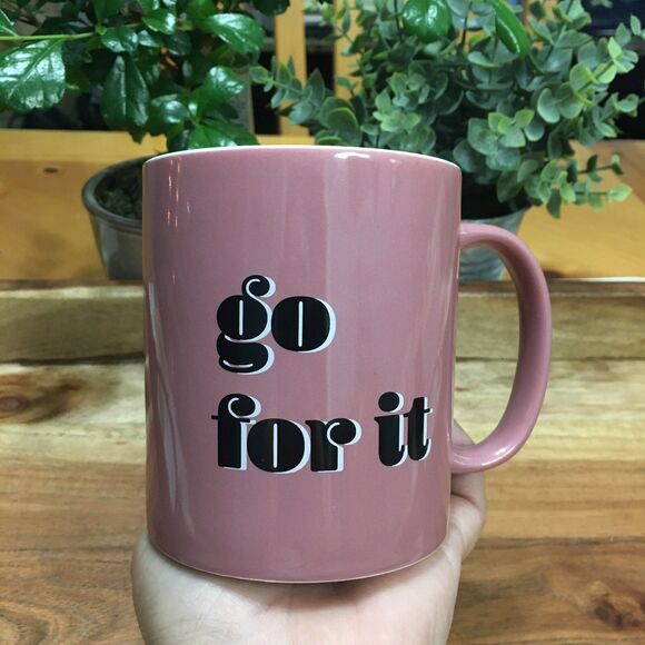 Go For It Coffee Mug Cup Stoneware Black Letter Print Room Essentials Gift - Picture 6 of 6